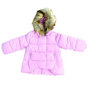 New without tags girls size 2T, UK size 90 puffer jacket with faux fur trim
